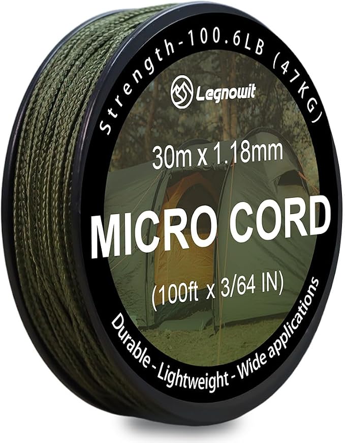 Micro Paracord, 1.18mm x 100ft Thin Mini Utility Braided Small Paracord by Legowitoutdoor