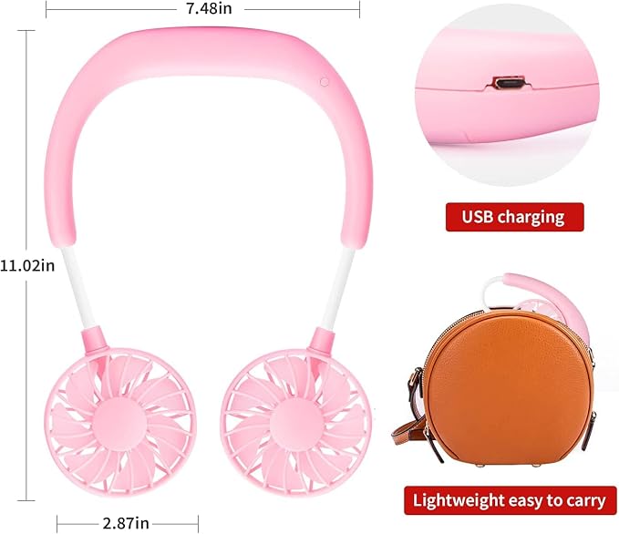 Portable Neck Fan Rechargeable Personal Hand-Free Fan Mini USB Wearable - Image 8