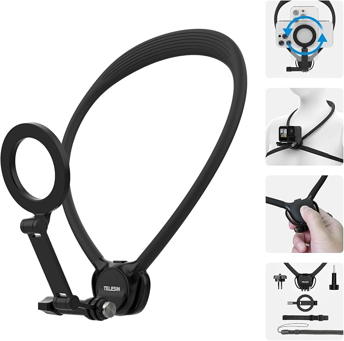 TELESIN Neck Mount Se 2.0 Combo Set, Magnetic Phone Holder by telesin