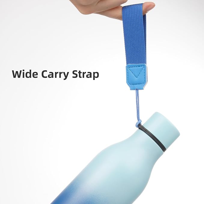 Insulated Water Bottle with Strap, 18 oz Double Wall Stainless Steel Vacuum - Image 4