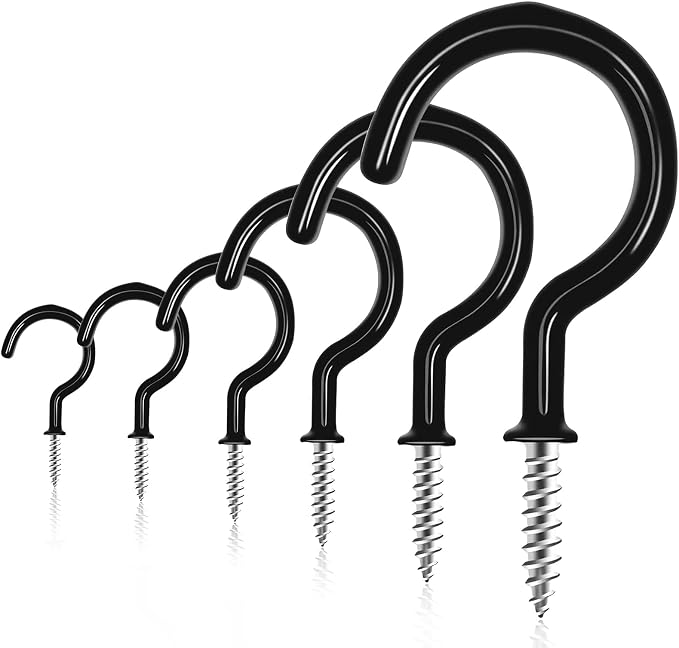100 PCS Screw in Cup Hooks, 6 Size Vinyl Coated Screw Hooks by DRTDERUITAI
