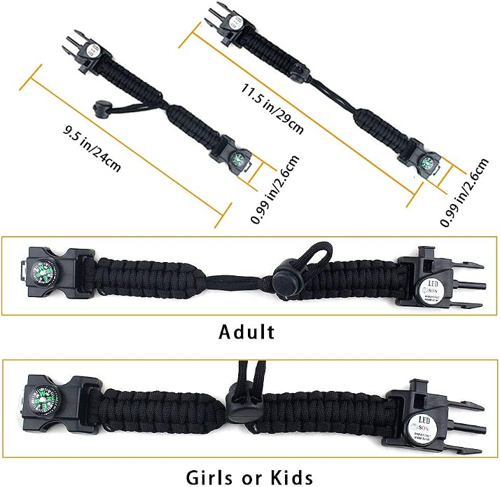 Survival Paracord Bracelet, Fire Starter, Waterproof SOS Light, Adjustable AK87 - Image 6