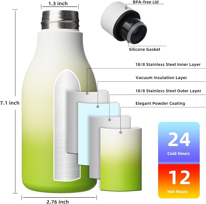 BJPKPK Insulated Water Bottles, 12oz Stainless Steel Metal Water Bottle - Image 3