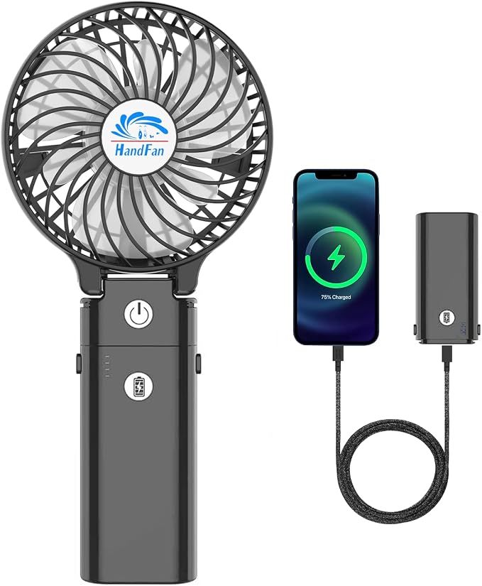 HandFan 5200mAh Portable Handheld Fan, Personal Hand Held Fan USB Rechargeable by HandFan