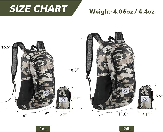 4Monster Hiking Daypack, Water Resistant Lightweight Packable Backpack - Image 3