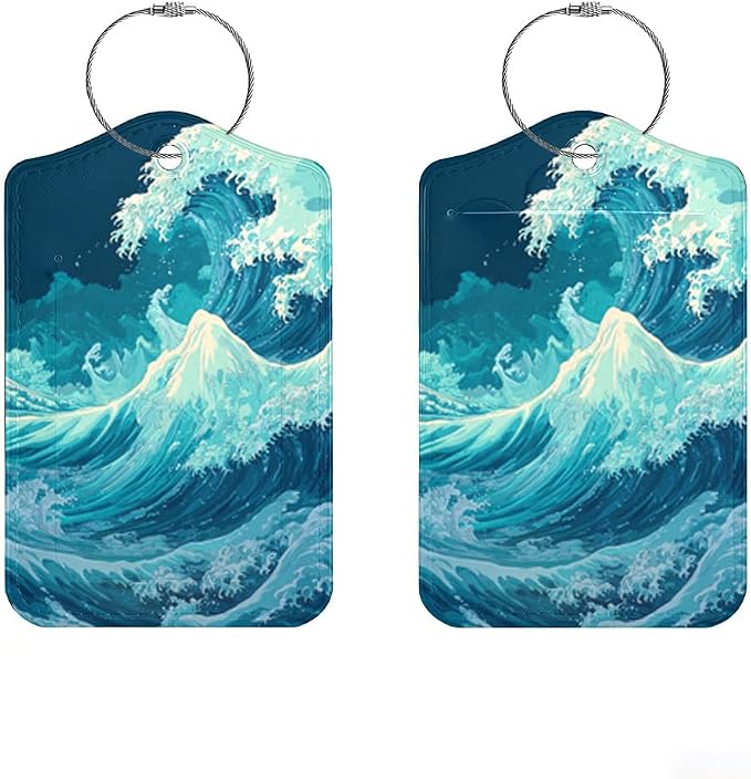 2Pcs Deep Ocean Blue Luggage Tags by Cmialusie