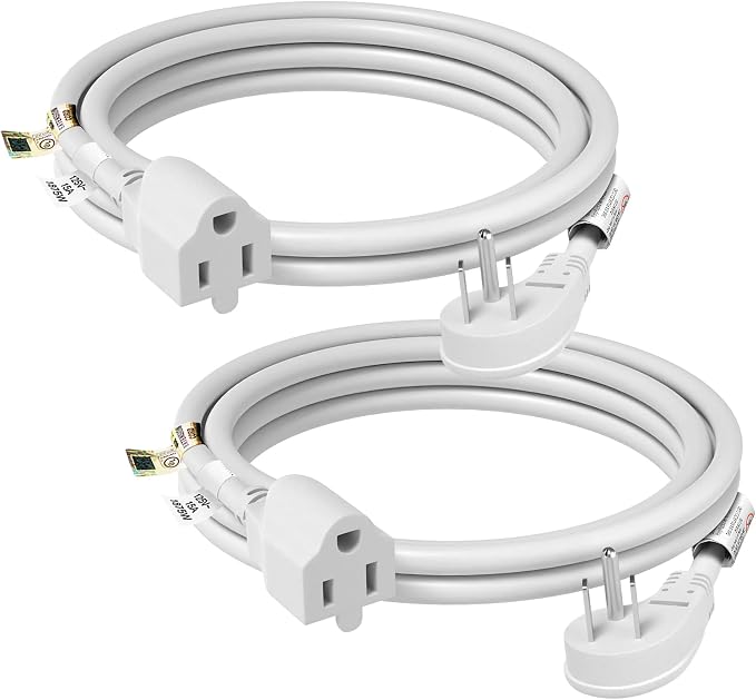 FIRMERST 1875W Flat Plug Extension Cord 10 Feet 14 AWG 15A White by FIRMERST