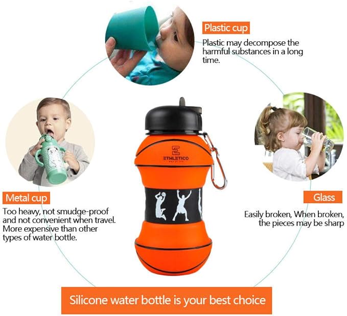 Collapsible Water Bottles with Carabiner Food Grade Sports Water Bottle - Image 8