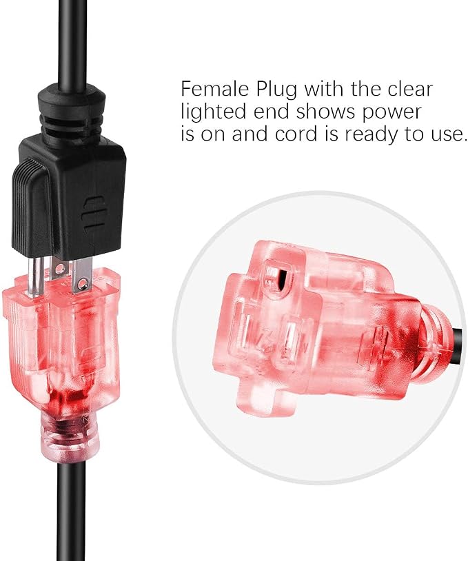 Miady Short Power Extension Cord Outlet Saver, Female Plug - Image 2