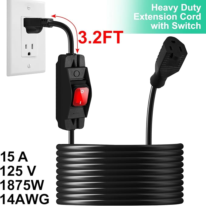 Outdoor Extension Cord with Switch On/Off Waterproof Switch 3 Prong Extension - Image 4