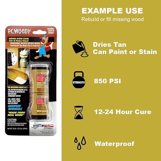PC Products PC-Woody Wood Repair Epoxy Paste, Two-Part 12 oz in Two Cans - Image 2