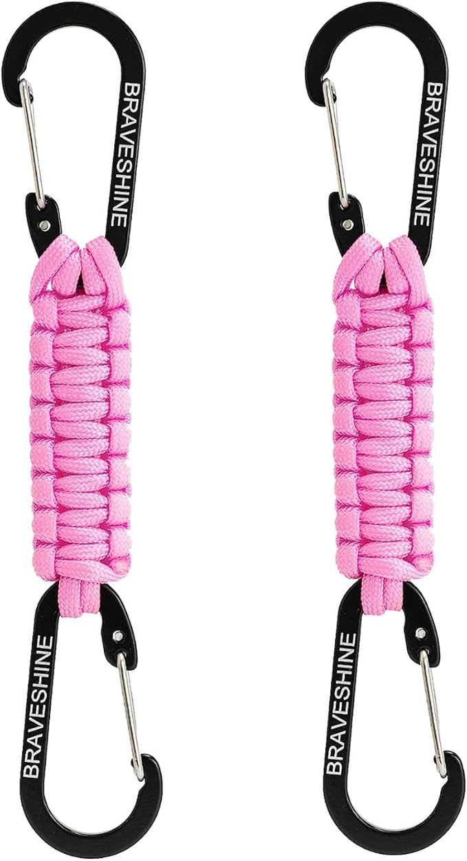 BRAVESHINE Paracord Keychain Carabiner Clip, D Ring Lanyard Hanger Stroller Hook by BRAVESHINE