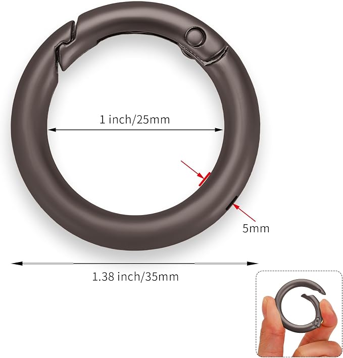 Gkeygo Key Ring Clip, 1 Inch Keychain Rings, 8 Pack Round Carabiner Clip - Image 5