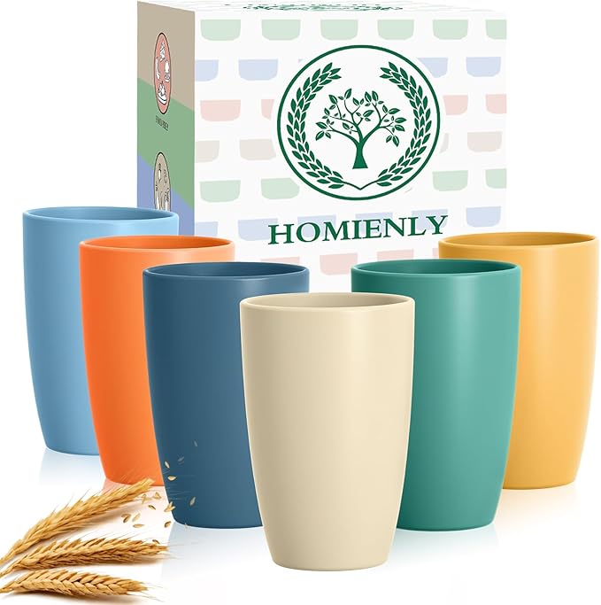 Homienly Unbreakable Plastic Cups Set Wheat Straw Cups 20 OZ Drinking Glasses by HOMIENLY