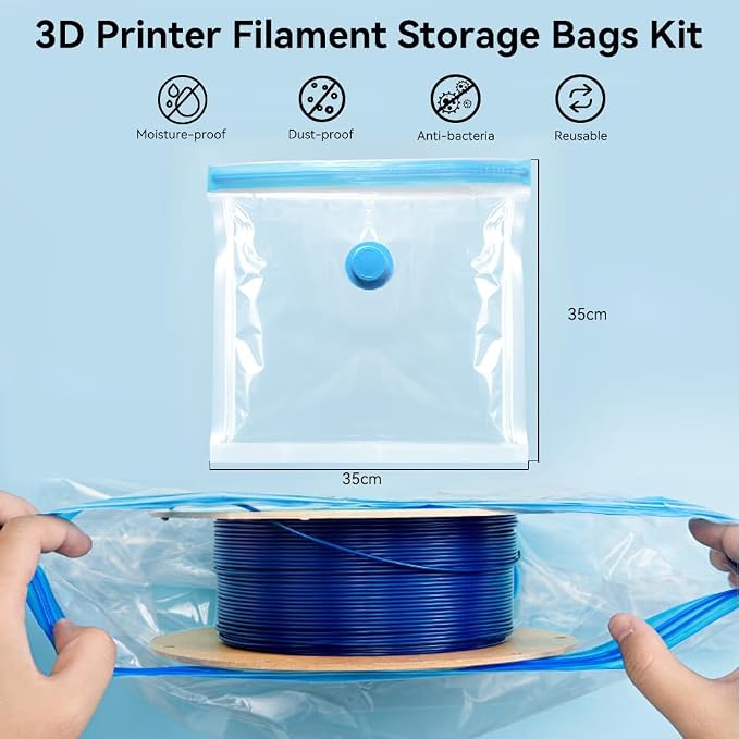 Creality 3D Printer Filament Storage Bags 35 x 35CM, 12 Transparent Sealed Bags - Image 2