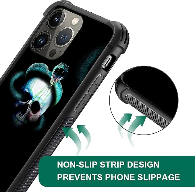 for iPhone 14 Pro Case, Skeleton Winding Snake Pattern Graphic Design Girl Boy - Image 6