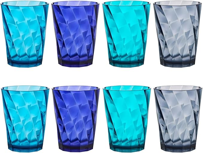 US Acrylic Optix Plastic Reusable Drinking Glasses 14oz Rocks Cups in Coastal by USAcrylic