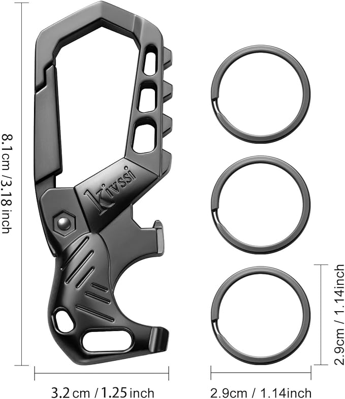 Kivssi Heavy duty metal keychains, Carabiner clip Car key chains, Fashion - Image 2