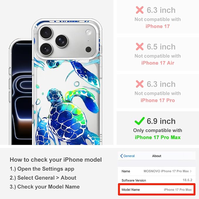 MOSNOVO for iPhone 17 Pro Max Case | Military Grade 6.6ft Drop Tested | Camera - Image 2