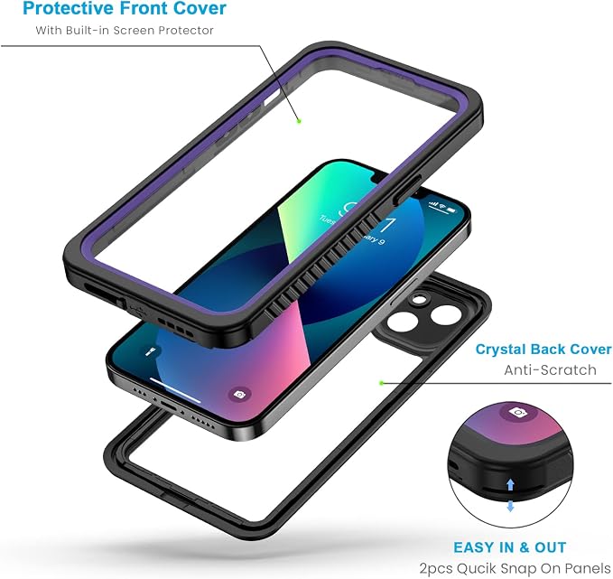 Lanhiem for iPhone 13 Case, IP68 Waterproof Dustproof Shockproof Cases - Image 3