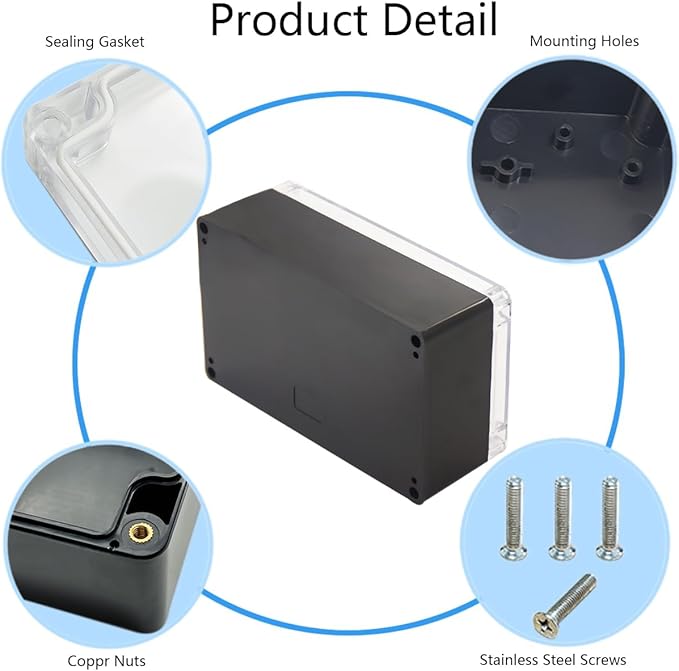 Project Box IP65 Waterproof Junction Box ABS Plastic Black Electrical Boxes DIY - Image 5