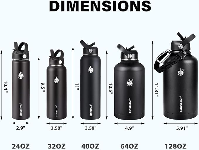 Insulated Water Bottle 64 oz, Triple Wall Vacuum Stainless Steel Water Bottles - Image 7