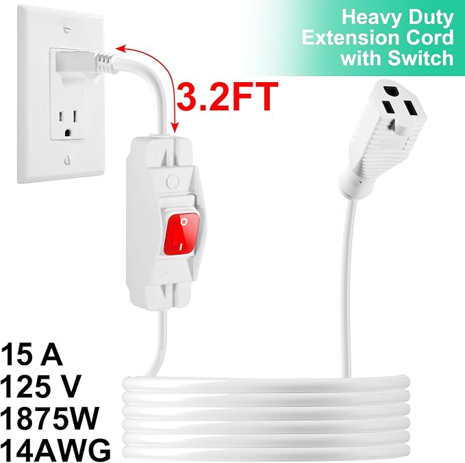Outdoor Waterproof On/Off Switch Extension Cord, Heavy Duty 125v/250v Black - Image 3