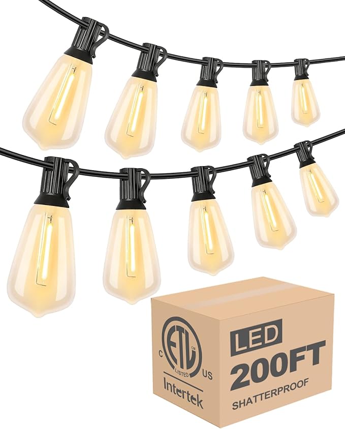 Lightdot 200FT Outdoor String Lights, LED Bistro String Lights by LightdotLighting