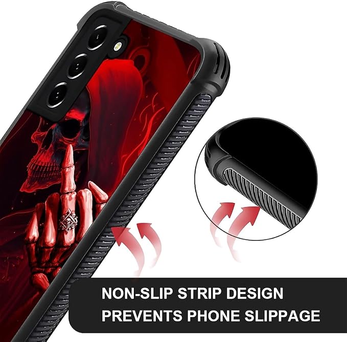 for Samsung Galaxy S21 Case, Gestures Funny Skull Pattern Graphic Design Girl - Image 6