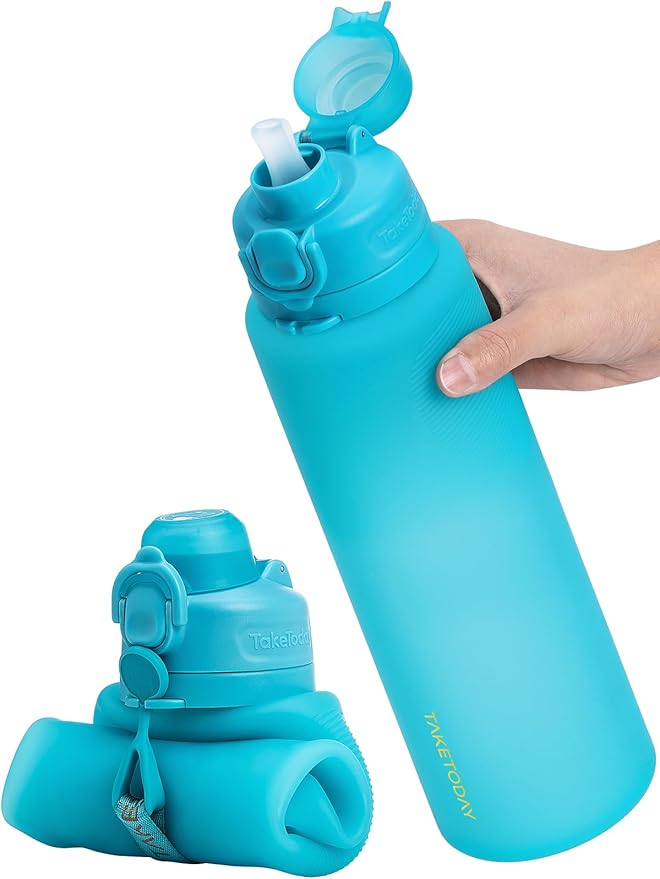 TakeToday Collapsible Water Bottles 32oz, Foldable Travel Bottle, TSA-Approved by TAKETODAY
