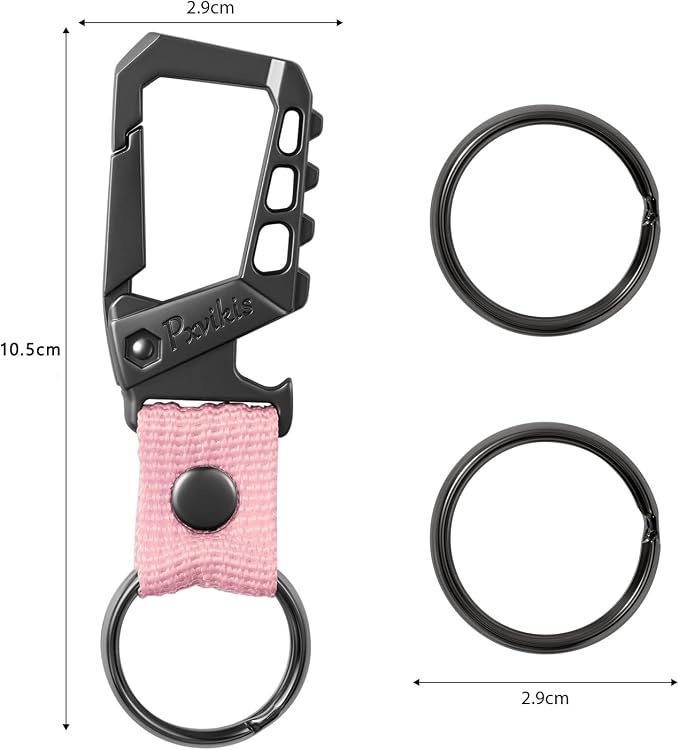 Metal heavy duty key chain carabiner clip bottle opener wrist lanyard ring car - Image 2