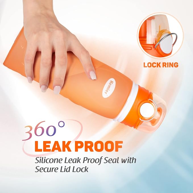 Kemier Collapsible Silicone Water Bottles-750ML, Medical Grade, BPA Free Travel - Image 5