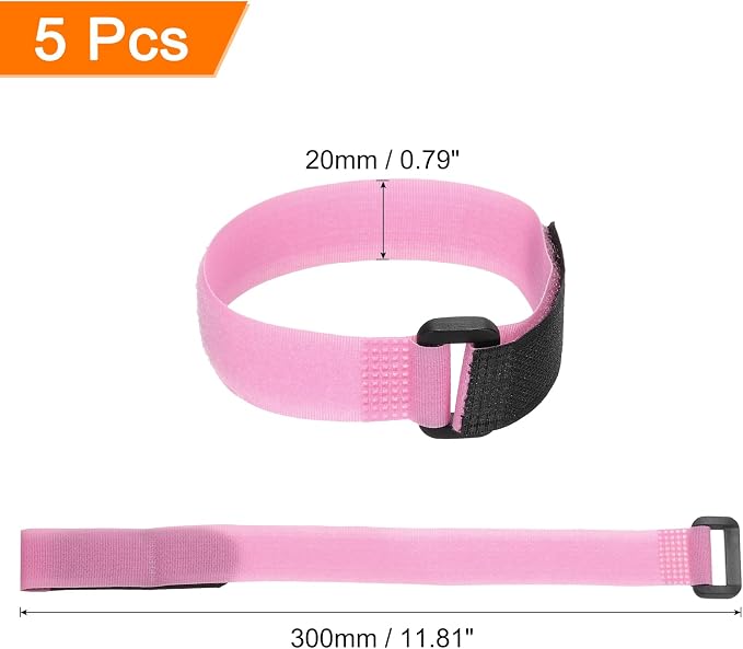 MECCANIXITY 5Pcs Reusable Battery Tie Down Straps, 0.8x12" Pink Nylon - Image 2