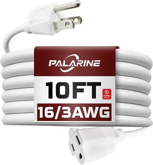 10ft White Outdoor Extension Cord Waterproof, UL Listed, 16/3 SJTW Heavy Duty 3 by PALARINE