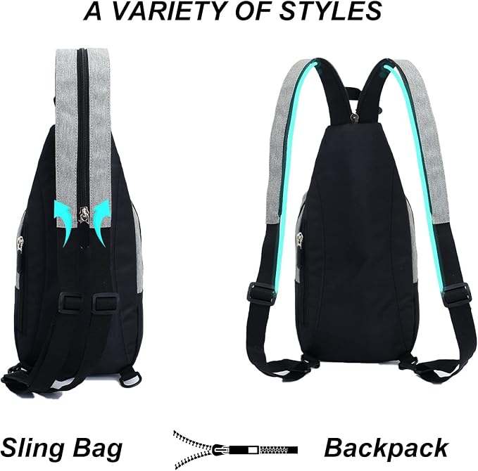 Peicees Small Sling Bag for Women Mens Convertible Crossbody Backpack Shoulder - Image 3