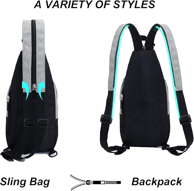 Peicees Small Sling Bag for Women Mens Convertible Crossbody Backpack Shoulder - Image 3