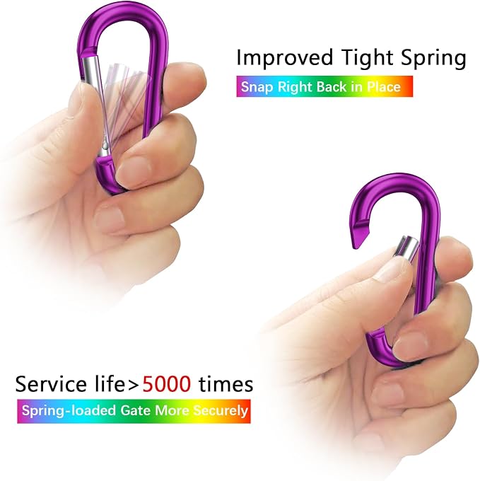 sprookber 3" Aluminum Carabiner D Ring, Caribeener Clips, Spring Snap Hook - Image 3