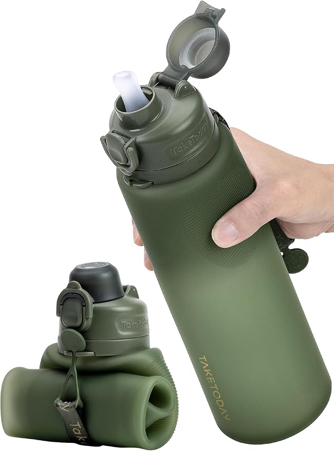 TakeToday Collapsible Water Bottles 32oz, Foldable Travel Bottle, TSA-Approved by TAKETODAY
