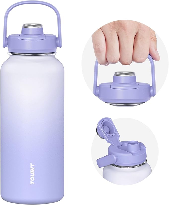 TOURIT 32 oz Insulated Water Bottle, Stainless Steel Sports Water Bottles by TOURIT