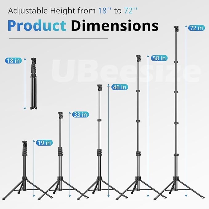 UBeesize 72" Phone Tripod & Selfie Stick, Camera Tripod Stand - Image 2