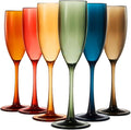 European Style Plastic Acrylic, Champagne Flutes Glasses | Set of 6 | Colored by TheWineSavant