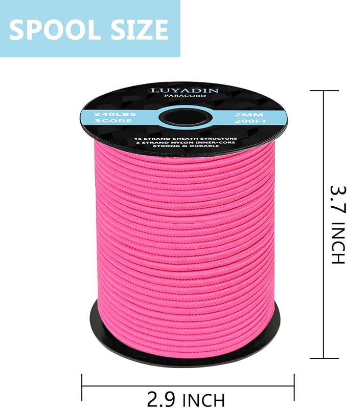 Paracord 240lb - Diameter 2mm Micro Utility Cord -3 Strand Parachute Spool Cord - Image 2