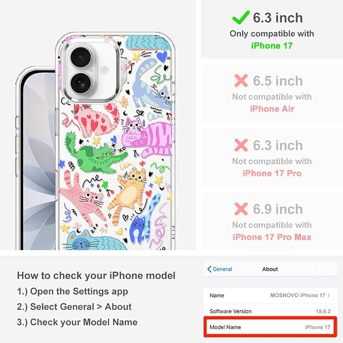 MOSNOVO for iPhone 17 Case, Shockproof Military-Grade Protection 6.6ft Drop - Image 2