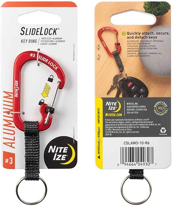 Nite IZE CSLAW3-10-R6 SlideLock Key Ring Aluminum, Locking Carabiner Keychain - Image 2