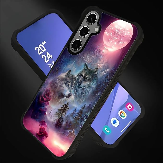 for Samsung Galaxy S24 S25 Plus Case, Star Two Wolfs Howling Pattern Graphic - Image 2