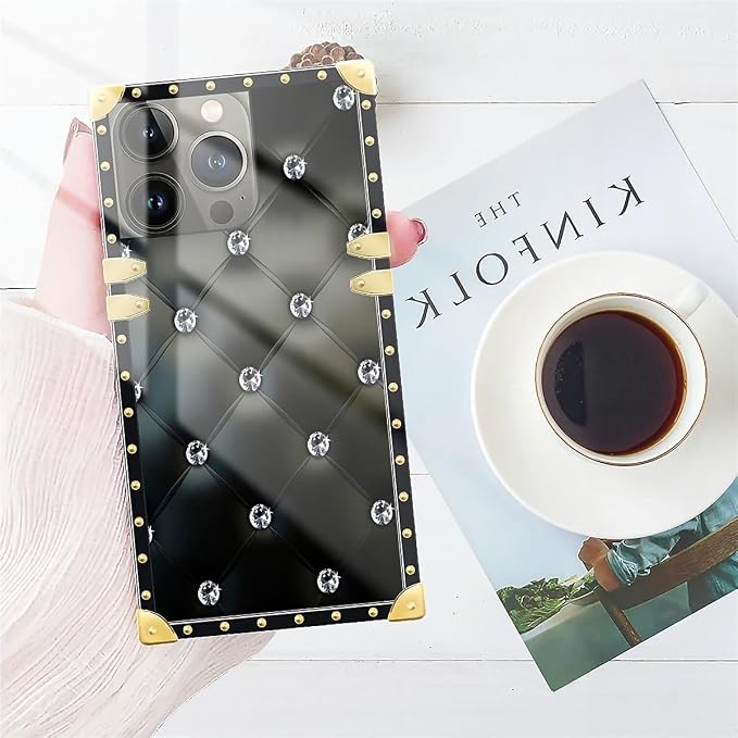 Compatible with iPhone 13 Pro Case, Shiny Black Sofa Crystal Luxury Golden - Image 7