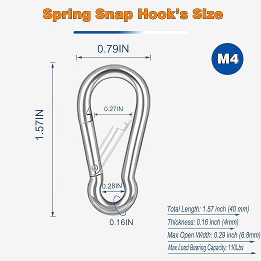 30PCS M4 Heavy Duty Carabiner Clip, 1.57Inch Snap Hook Quick Link Small - Image 2