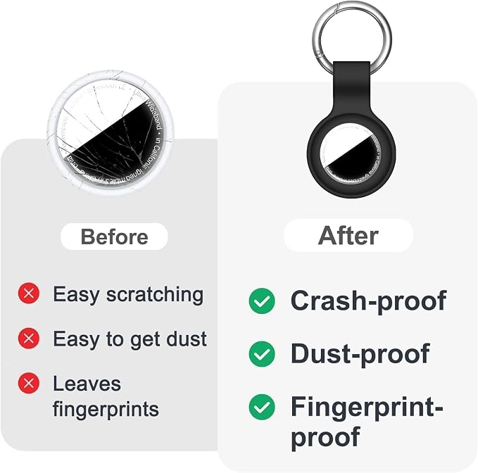 Linsaner Holder for AirTag 2nd Gen & 1st Gen, Silicone Case Keychain Key Ring - Image 6