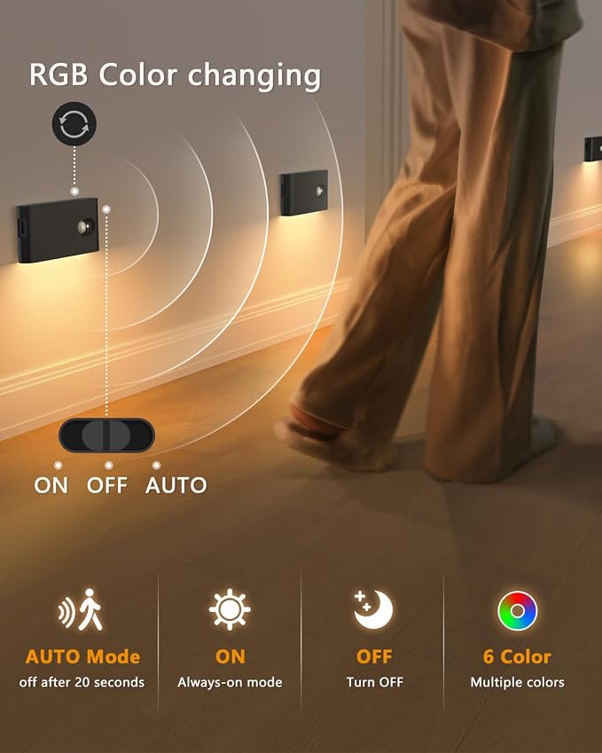WILLED Rechargeable Motion Sensor Night Light, Stair Lights Indoor RGB & Warm - Image 4