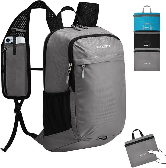 WATERFLY Packable Lightweight Small Backpack: 15L Foldable Mini Hiking Daypack by Waterfly